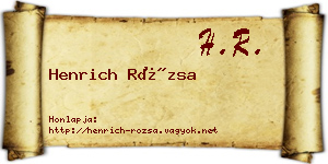 Henrich Rózsa névjegykártya
